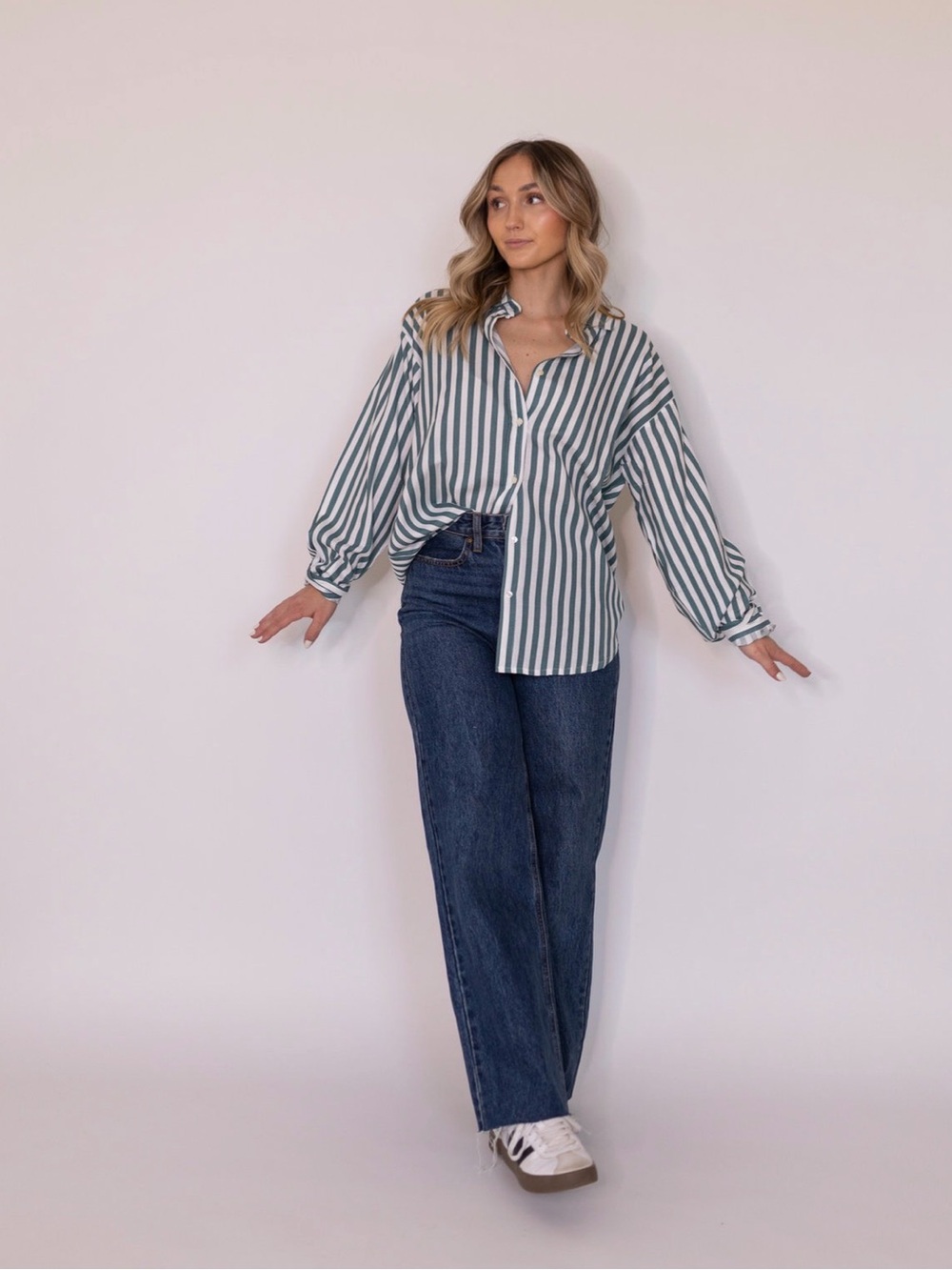 Adele Australian Striped Button Up